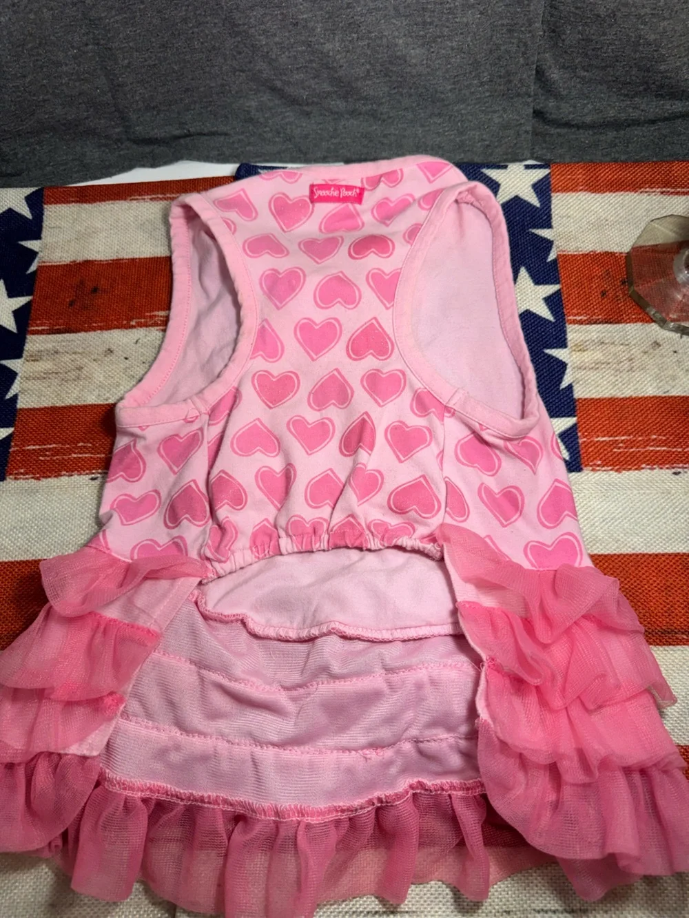 Pink Heart Ruffle Dog Dress with Satin Bow